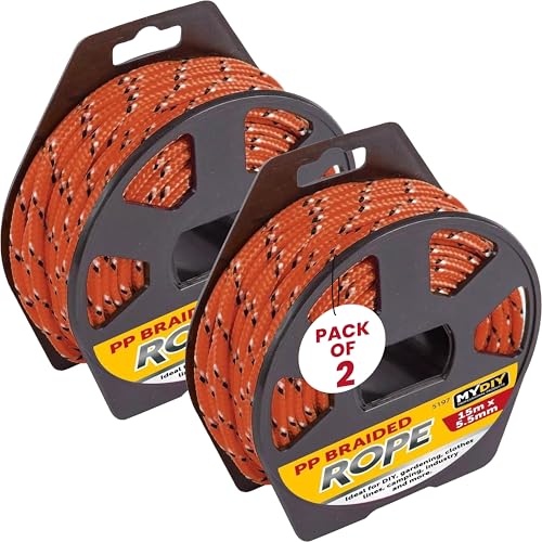 MY DIY Braided Rope 15M Polypropylene Rope on Reel Strong Heavy Duty Multipurpose 5.5MM Thick Ropes Tactical Paracord Utility Cord for Bracelet Crafting DIY Clothes Line Camping Outdoor Garden