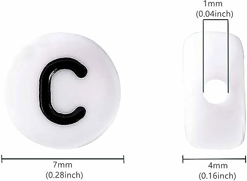 Miniatura 3 de Bxwoum 100 cuentas de letras blancas redondas de acrílico del alfabeto para hacer joyas, cuentas de la letra C para hacer pulseras, collares de
