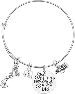 Cheer Bracelet, Girls Cheerleader Charm She Believed She Could So She Did Bangle Bracelet, Cheer Jewelry, Gift For Cheerleaders & Cheer Teams