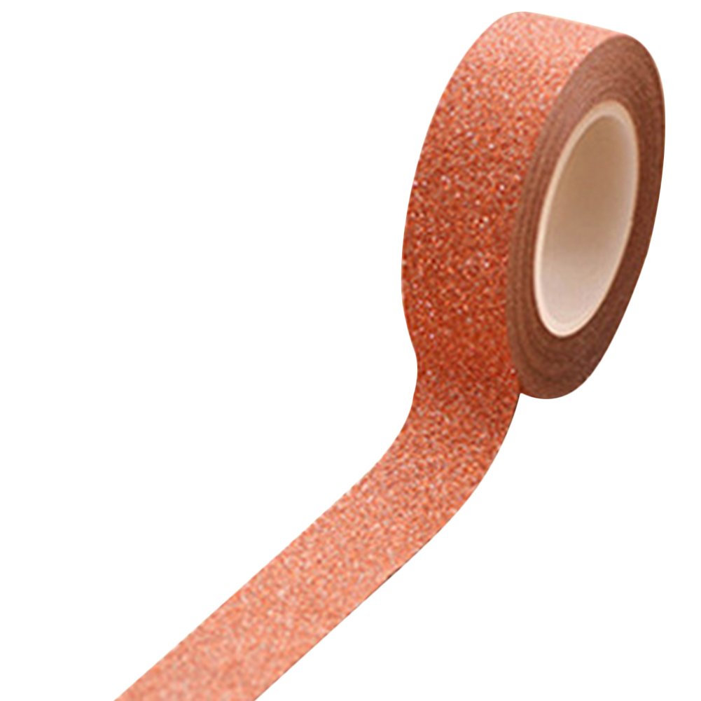 Everyday Orange 10M Diy Craft Glitter Washi Sticky Paper Masking Adhesive Tape Label Decorative (Orange)