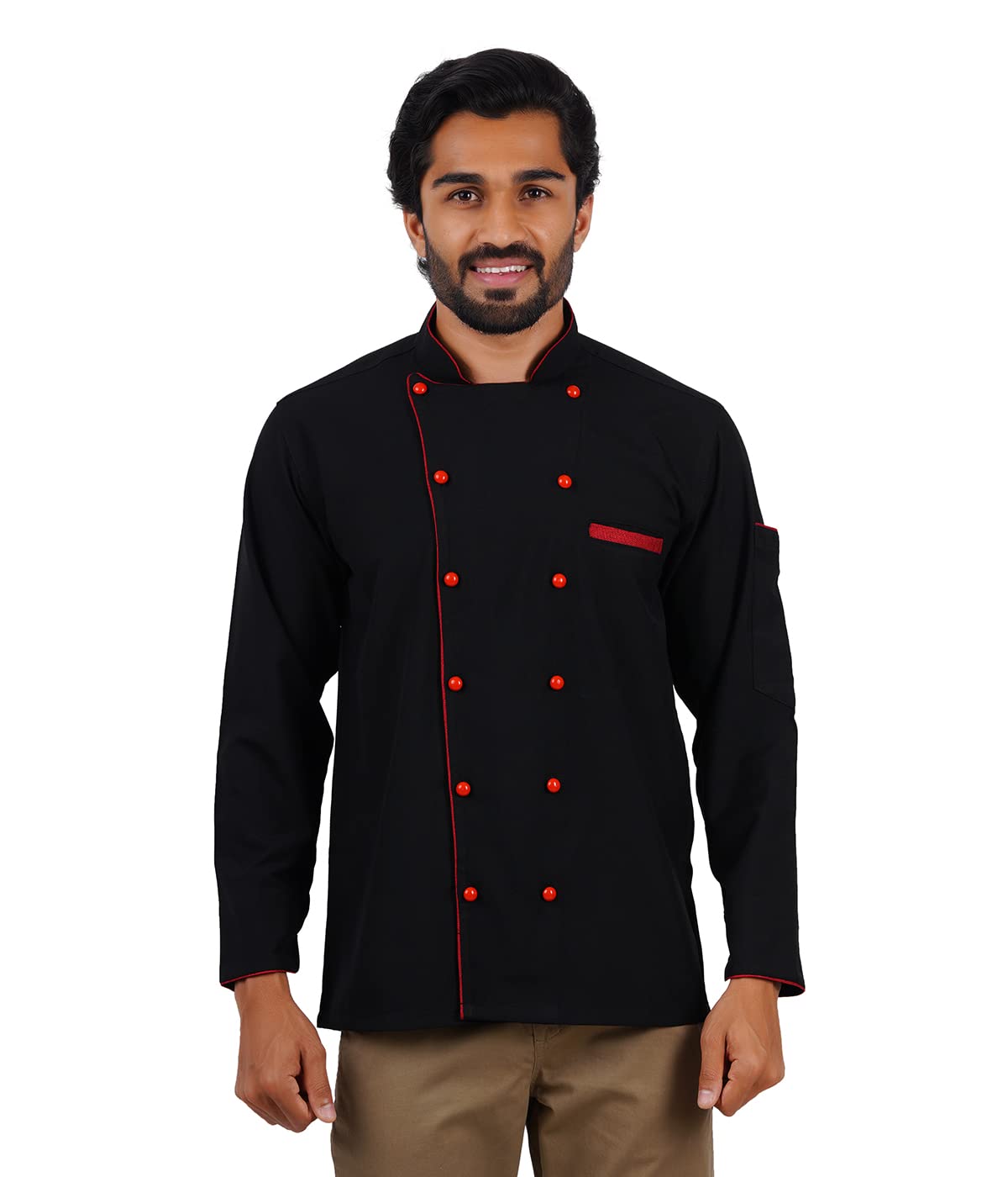 Premium Series Chef Coat for Men Full Sleeve | Professional Men's Cotton Chef Coat for Restaurant, Hotel, Chef Coat for Men Professional with Mushroom Button-image-10