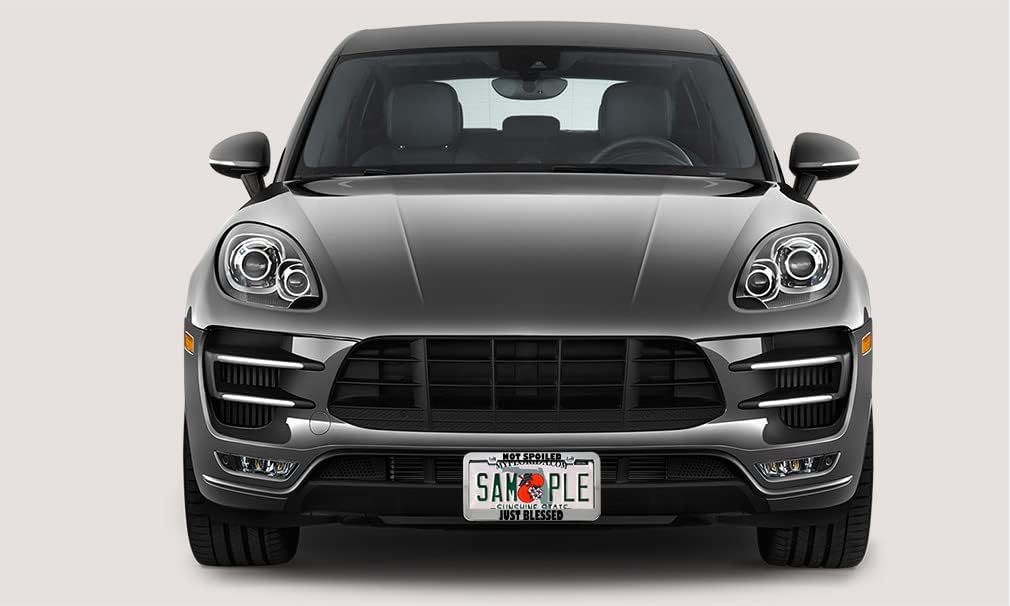 Metal License Plate Frame Not Spoiled Just Blessed Jesus Religious Metal Tag Holder Car Accessories Stainless Steel 2 Holes 1 Frame