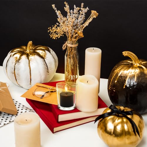 Image of 10 Hours Black Votive Candles Bulk, 36 Packs Small Unscented 1.5 Inch Diameter Wax Candles for Halloween Wedding, Party, Holiday & Home Decoration