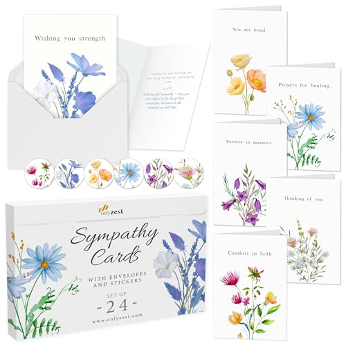 Only Zest 24 Box of Sympathy Cards with Envelopes - 4×6", 300 GSM