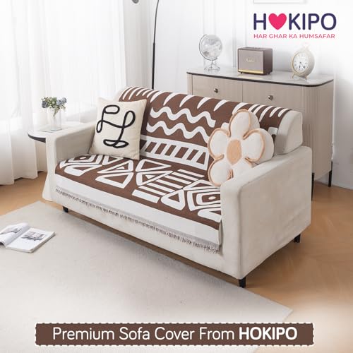 Image of HOKIPO Sofa Cover 2 Seater, 180x120 cm, Chocolate Brown
