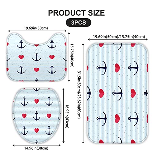 Badezimmer Badematte 3 Teilig Set Anker rutschfest Badteppiche Saugfähig Memory Foam Badezimmermatte Weich WC… – Bild 3