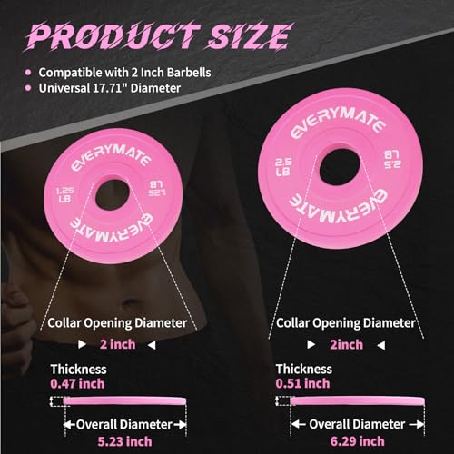 Image of EVERYMATE Change Weight Plates 1.25LB 2.5LB 5LB Set Fractional Olympic Bumper Plates for Cross Training Steel Insert Strength Training