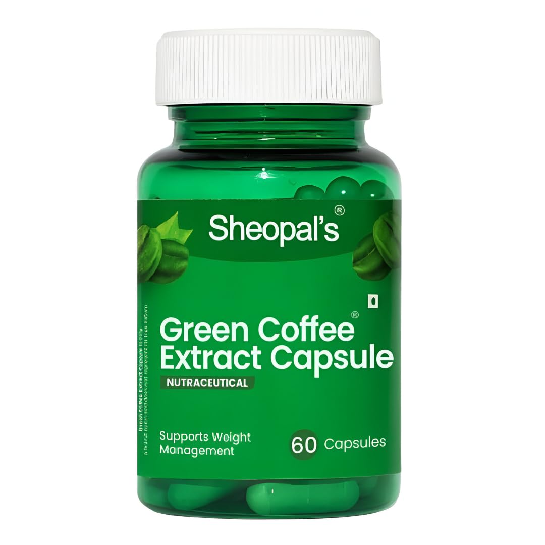 Sheopals Green Coffee Extract Capsules | Natural Fat Burner Supplement | Supports Weight Management & Metabolism | Rich in Chlorogenic Acid | 60 Veg Capsules