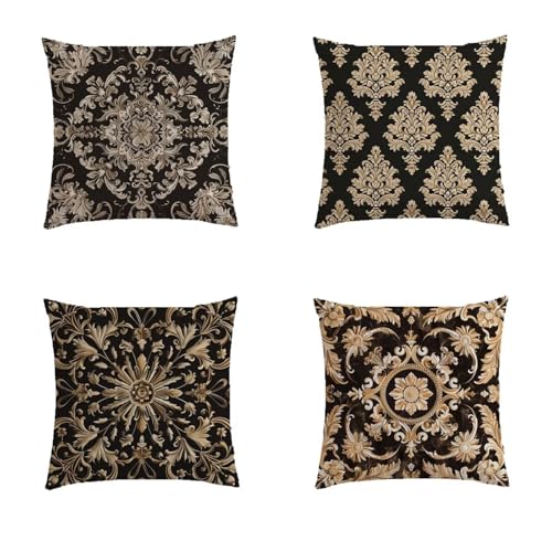 Housse coussin 80x80cm imperméable double face impression lin retro boheme - 2