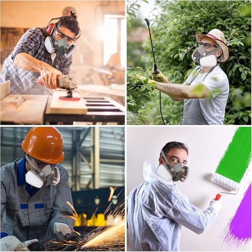 sykua Atemschutzmaske, Halbmaske mit Filtern und Schutzbrille für Sprühfarbe, Staub, Chemikalien, Schleifen, Bauarbeiten, Holzbearbeitung und Anderen Arbeitsschutz