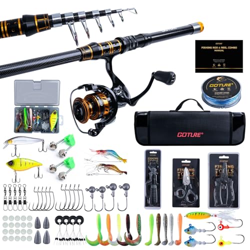 Goture Fishing Rod and Reel Combos,1.8M-2.7M Telescopic Fishing Pole Spinning Reel Line Lures Set...