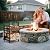 INNO STAGE Firewood Rack Fireplce Firepit Tools Set Double Layer Iron Wood Log Holder for Fire Place Outdoor Indoor Accessories-Brush, Shovel, Tong, Hook