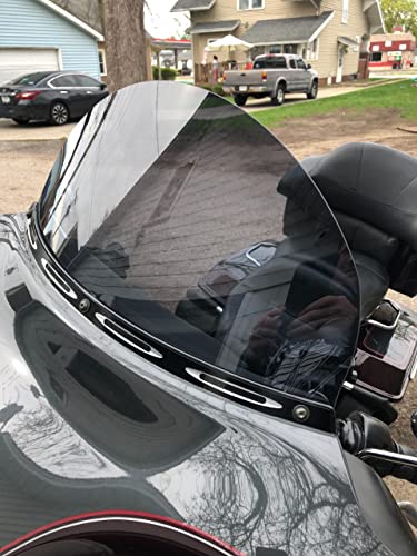 Harley Davidson 10\" dark tint windshield for 1996-2013 Street Glide/Electra Glide/Ultra Classic/Tri-Glide, made of superior quality 7135 Makrolan polycarbonate with 18% light transmission