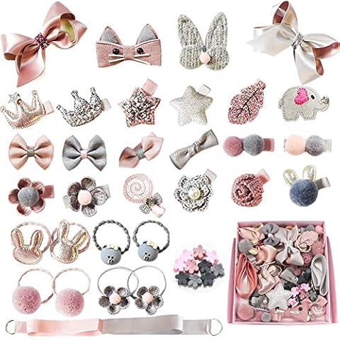 36 Pcs Baby Girl's Hair Clips Cute Mini Hair Bows Baby Elastic Hair Ties Hair Accessories Gift Set Ponytail Holder Hairpins Set For Infant Baby Little Girls Toddlers Kids Valentine's Day Cover