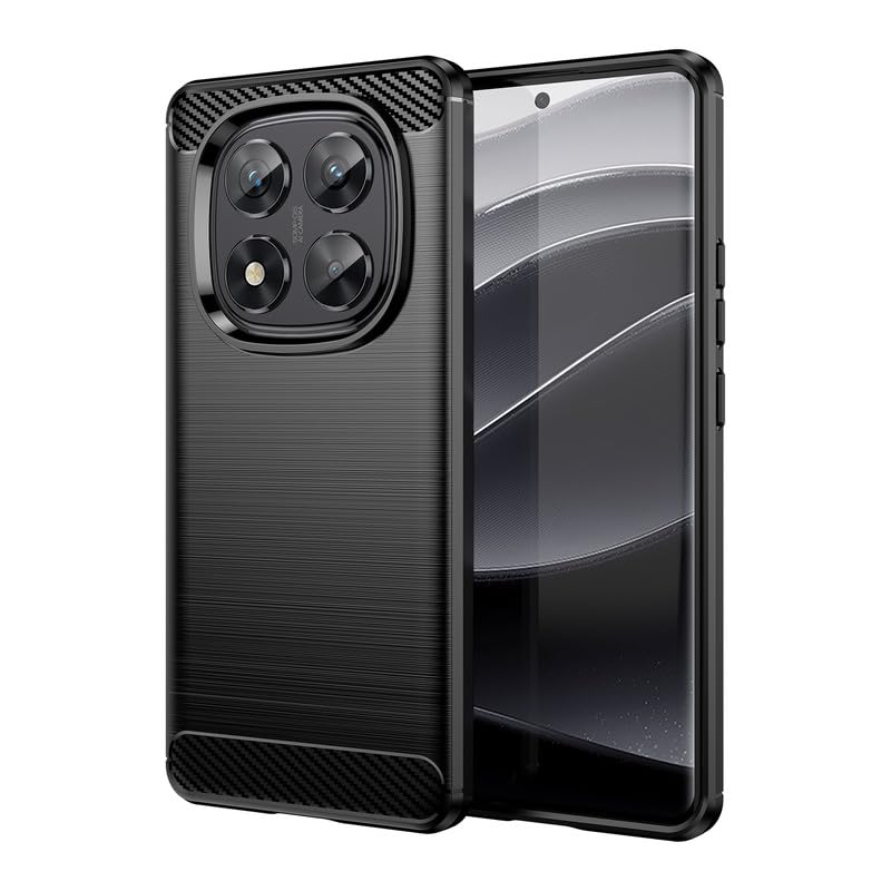 Image of NPRC Hybrid Ultra Slim Protective Case TPU Non-Slip Carbon Fiber Texture Shockproof Case Cover for Redmi Note 14 pro Plus - Black
