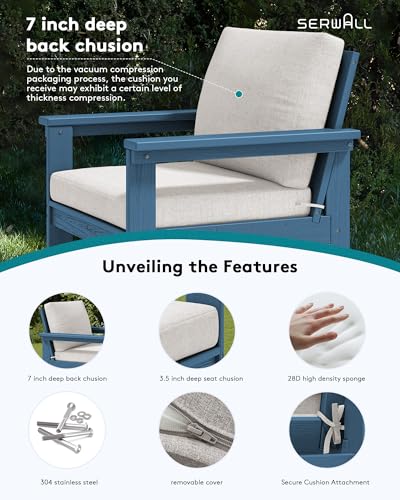 Image of SERWALL HDPE Outdoor Patio Furniture Set with Coffee Table