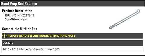 Miniatura 2 de Retenedor de varilla de apoyo para capó, compatible con Mercedes-Benz Sprinter 2500 2010-2018
