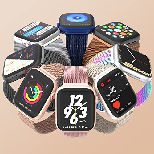 Marge Plus For Apple Watch Band Series Ultra 8 7 6 5 4 3 2 1 Se 38Mm 40Mm 41Mm 42Mm 44Mm 45Mm 49Mm Women And Men, Stainless Steel Mesh Loop Magnetic Clasp Replacement For Iwatch Bands (41Mm/40Mm/38Mm, Champagne Gold). #TOP3