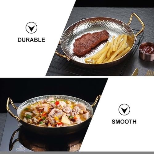 Premium Hammered Stainless Steel Frying Pan with Dual-Tone Handles, Versatile Sauté & Simmer Cookware for Searing, Sautéing, and Cooking, Durable and Stylish Design