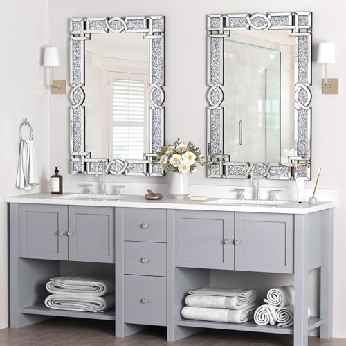 Image of Bathroom Vanity Mirrors for Over Sink, 28x39 Inche Bedroom Mirrors for Wall, Wall Mirrors Decorative for Living Room, Decorative Mirror for Decor, Entryway Wall-Mounted Mirror