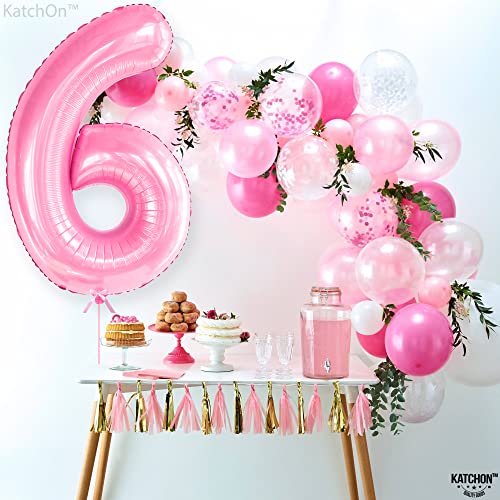 Image of KatchOn Giant Light Pink Number 6 Balloon - 40 Inch | 6 Balloon Number