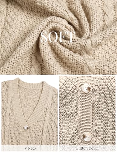 VIMPUNEC Womens Fall Casual Cardigan Sweaters Chunky Cable Knit Jackets Long Sleeve Open Front Coats4