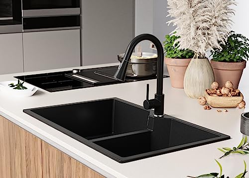 Évier cuisine granit 2 bacs anti-rayures Madrid Twin S001