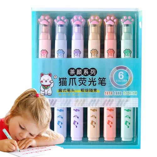 Rotuladores de colores portátiles con gato, juego de bolígrafos y marcadores para oficina, multifunción para escribir y hacer álbumes de recortes | Material escolar para niños y adultos