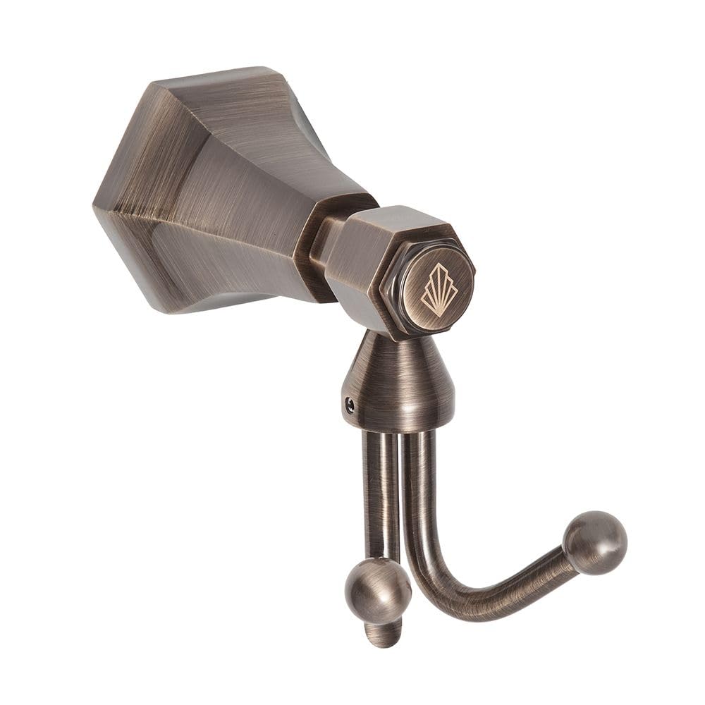 Milano Earlham Art Deco Bathroom Wall Mounted Bath Robe Towel Hook Holder - Aged Bronze