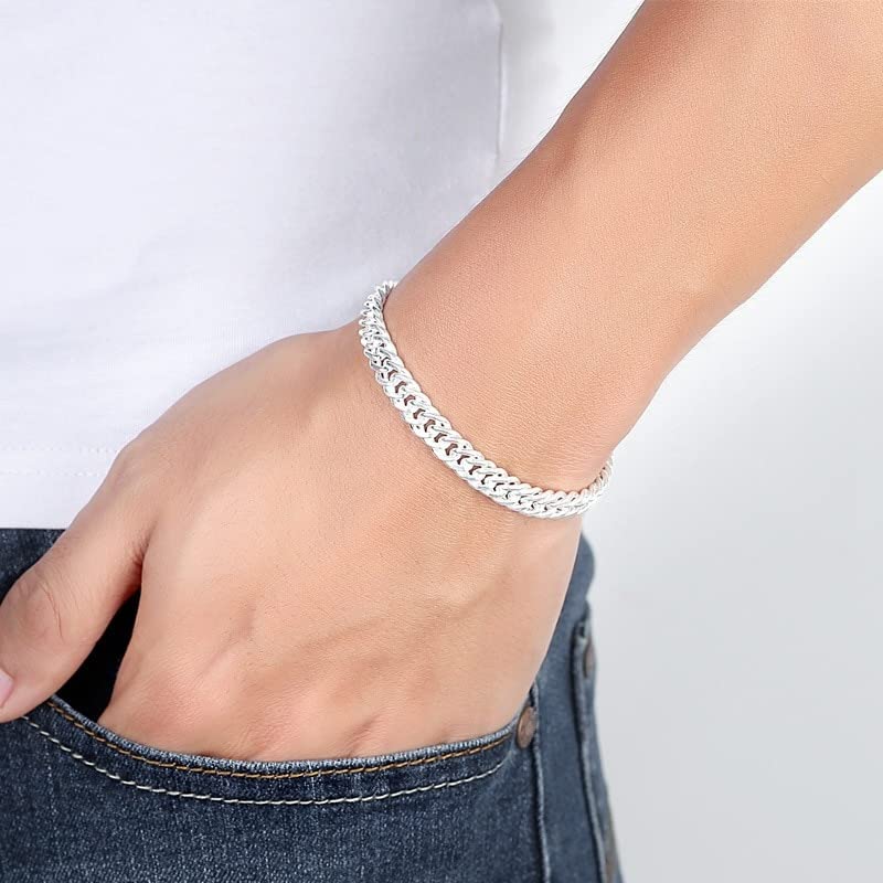 Amazon.co.jp: 925 Sterling Silver Bracelet 6mm 20cm Horse Whip