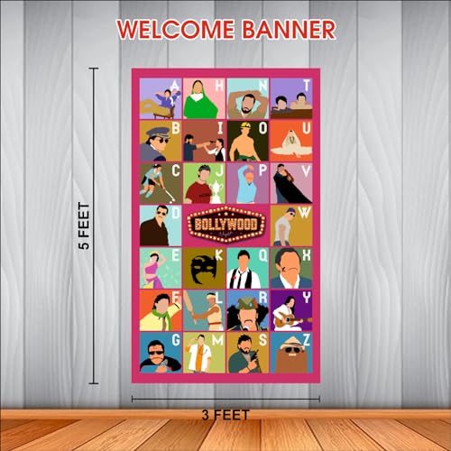 Image of Bollywood Night Backdrop | Movie Night Banner | Bollywood Theme Party Decorations (Pack of 1, Size: 5x3 Feet)
