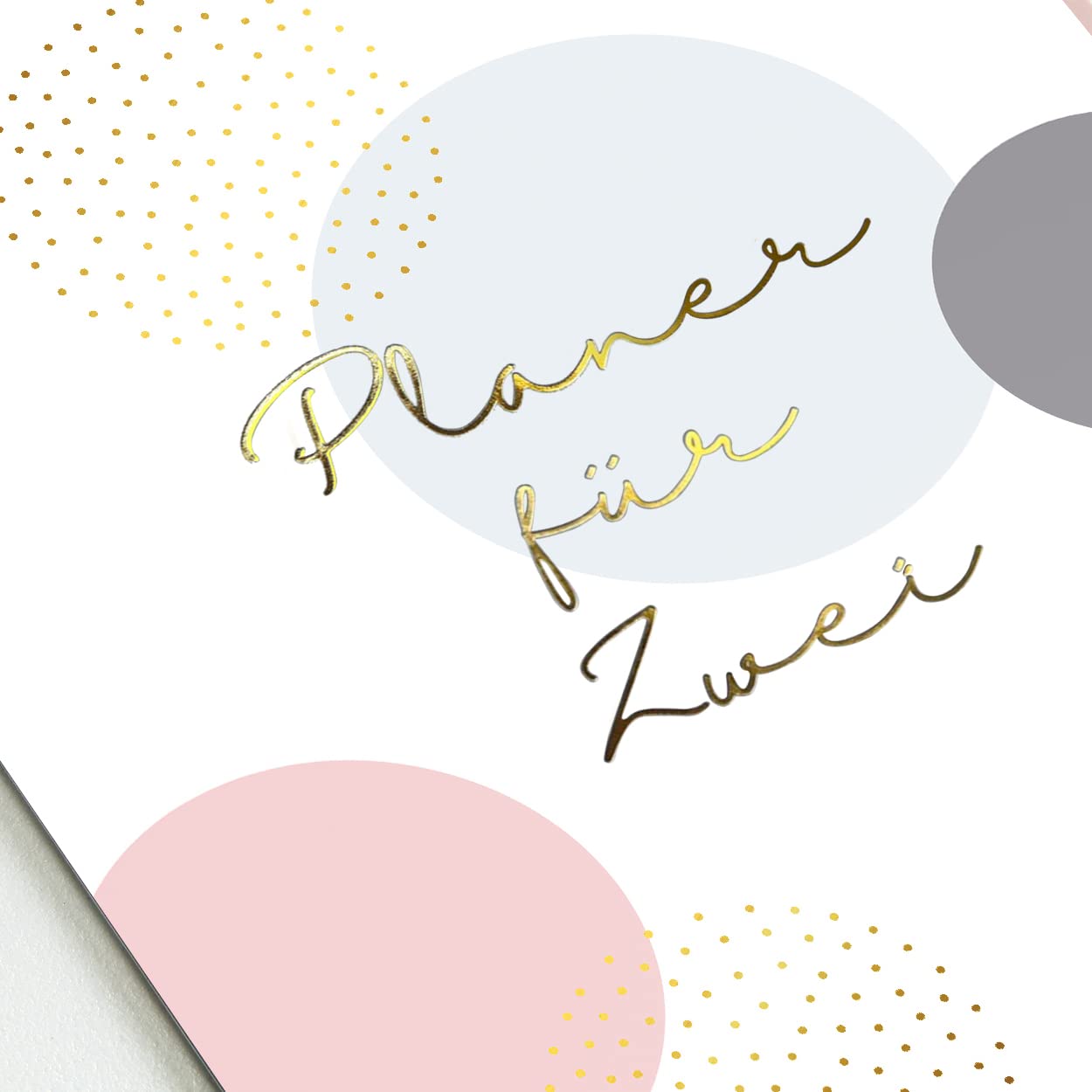 Grätz Verlag Planner per due 2023, foglia d'oro, pronto all'uso, incl. Nov & Dec I, con panoramica annuale e pianificazione delle vacanze, per coppie o piccole famiglie.