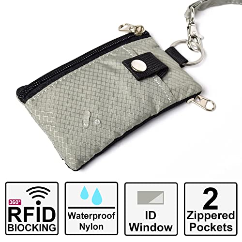 Image of CHENSPRX Minimalist RFID Blocking Small Wallet with ID Window,WaterResistant Zip Id Case Wallet with Lanyard Keychain for Cards,Cash,Travel,Women,Men