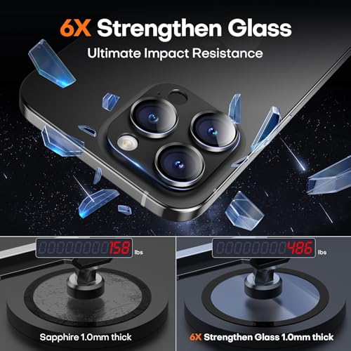 Image of Camera Lens Protector for iPhone 16 Pro Max /16 Pro /iPhone 15 Pro Max /15 Pro /iPhone 14 Pro Max /14 Pro, Aluminum Alloy Sapphire Glass Camera Screen Cover, Case Friendly- Black Titanium