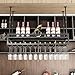 GDMEPMU Adjustable Industrial Metal Hanging Wine Rack - Ceiling Mounted Wine Shelf with Glass Holder for All Wine Bottle Sizes - Perfect for Home Bar and Kitchen Decor