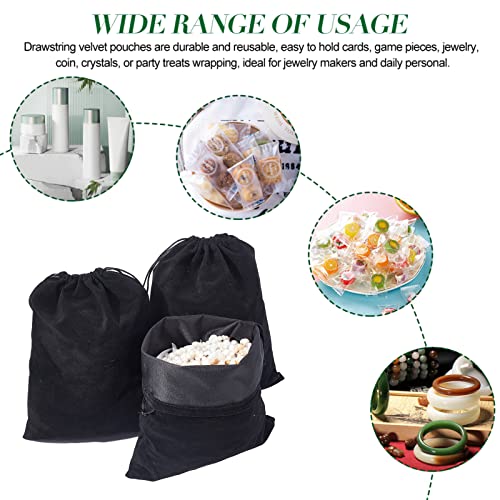 nbeads 8 Stück Große Schwarze Kordelzug Samtbeutel, 24.7x20 cm Große Kordelzug Schmuckbeutel Rechteckige Geschenktüten Für Hochzeit Süßigkeitentüten Geschenk-Aufbewahrungstüten