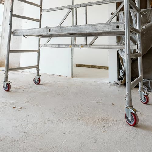 Image of 1 Pack 8 inch Adjustable Leveling Scaffolding Wheels,1-1 /5 inch OD Scaffold Screw | Heavy Duty Scaffold Leveling Jacks with Swivel Casters for Baker Scaffold, Ladder Jacks and Construction Equipment