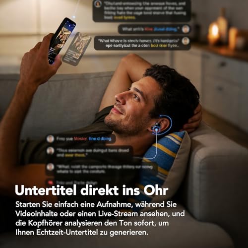 MINISO MS105 AI Kopfhörer Übersetzer, 3-in-1 Übersetzungskopfhörer in Echtzeit mit KI-Übersetzungsfunktion, 134 Sprachen Übersetzer Ohrhörer für Business, Reisen und Studium