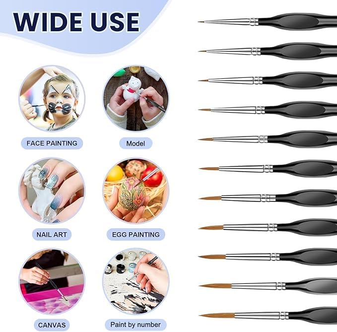 Image of Detail Paint Brushes Set with Triangular Handles,Miniature Brushes for Fine Detailing & Art Painting - Acrylic, Watercolor, Oil, Models, Figurine, Paint by Numbers Kit for Adults