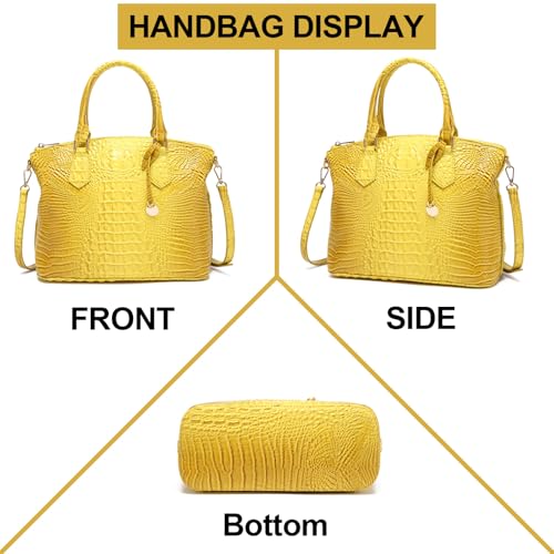 Women Purse Vegan Leather Crocodile-Embossed Pattern With Removable Shoulder Strap Top Handle Large Shoulder Bags3