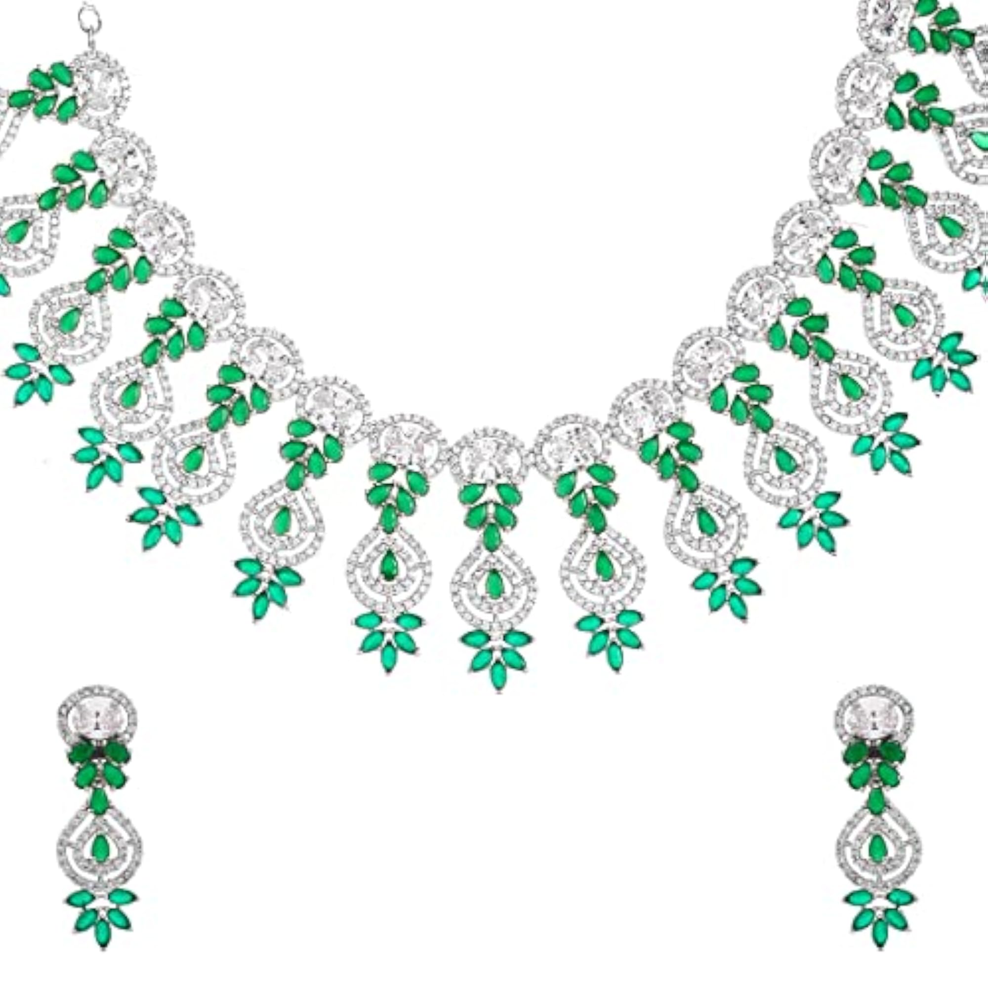 Voylla Zircon Brass Plated Choker Necklace Set