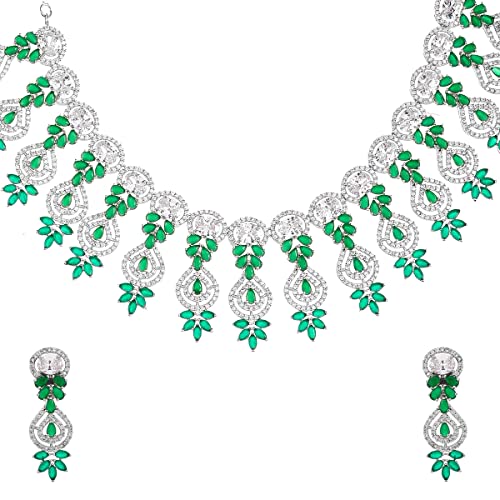 Voylla Zircon Brass Plated Choker Necklace Set