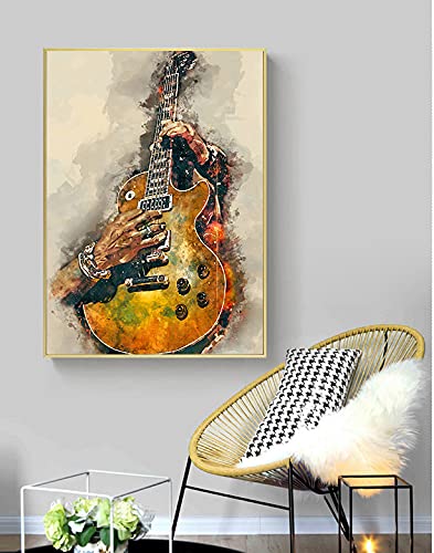 Ccn Ixmah Vintage Style Guitar Art Wall Decor Poster On Concert House Bar Guitar Art Minimalist Art Wall Decorkitchen, Yellow, 16X24Inch-Unframed #TOP3