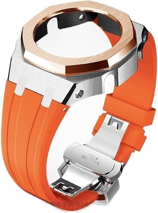 EZZON Ga2100 Mod Kit Gen4 Metal Case Rubber Band Modification for Strap Replacement GA2100/GA2110 Stainless Steel Strap Bezel Frame Accessories with Bottom Cover