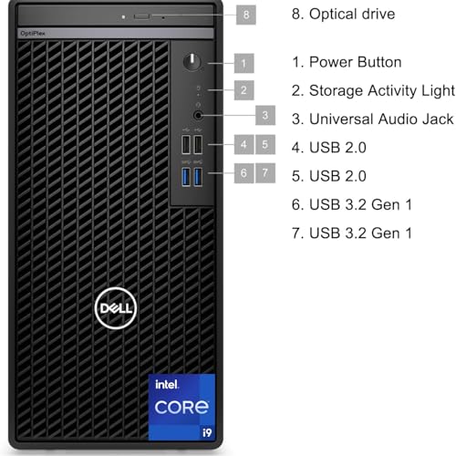 Image of Dell Optiplex 7010 Tower Business Desktop, Intel i9-12900K Processor (up to 5.0 GHz), Intel UHD 770 Graphics, 64GB RAM, 2TB PCIe SSD, DVD-RW, DP Port, HDMI, Wi-Fi + Bluetooth, Windows 11 Pro