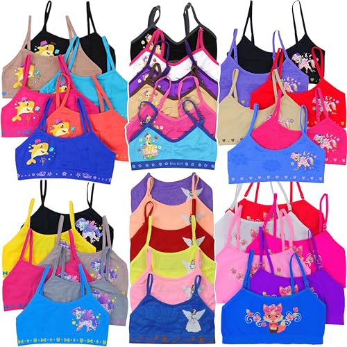 ToBeInStyle Girls' Pack of 6 Random Assorted Print Racerback or Cami Training Bras Tops