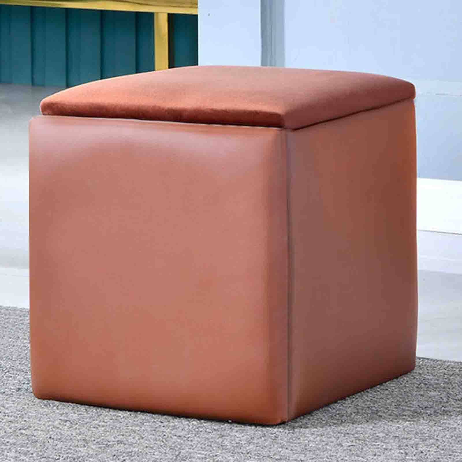 Repose-Pieds Ottoman Carré Cuir Tabouret de Bar Empilable de Pied Salon Chambre