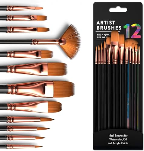 Eclet Craft Painting Brushes Set of 12 Professional Round Pointed Tip Nylon Hair Artist Acrylic Paint Brush for Acrylic/Watercolor/Oil Painting(I) (B0CKW9WPXS) Amazon Price History, Amazon Price Tracker