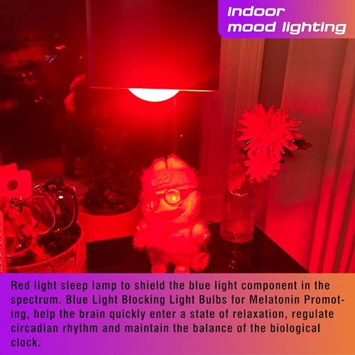 Image of Amber Light Bulb 1800k and 625nm Red Light Bulbs, 1pcs amber+1pcs Red, 3W | Blue Light Blocking 25-40W Equivalent, Warm Light Bulbs for Bedroom Healthy Sleep Porch Party Holiday Lighting, Non-Dimmable