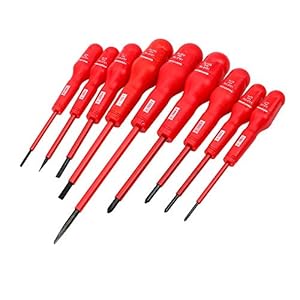 Meichoon 9 Piece Slotted and Phillips Insulated Screwdriver Set with Magnetic Tips 1000 Volt for Repair Home Improvement Craft,DF08